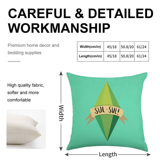 Plumbob Linen Throw Pillow Cover