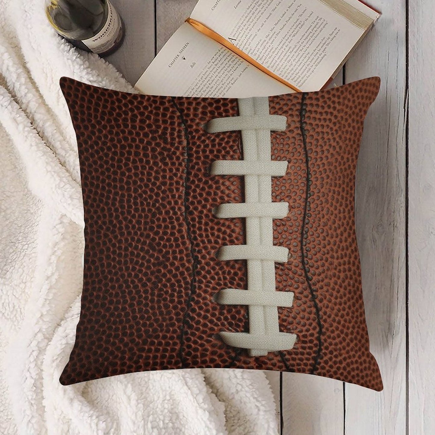 Football Linen Throw Pillow Cover