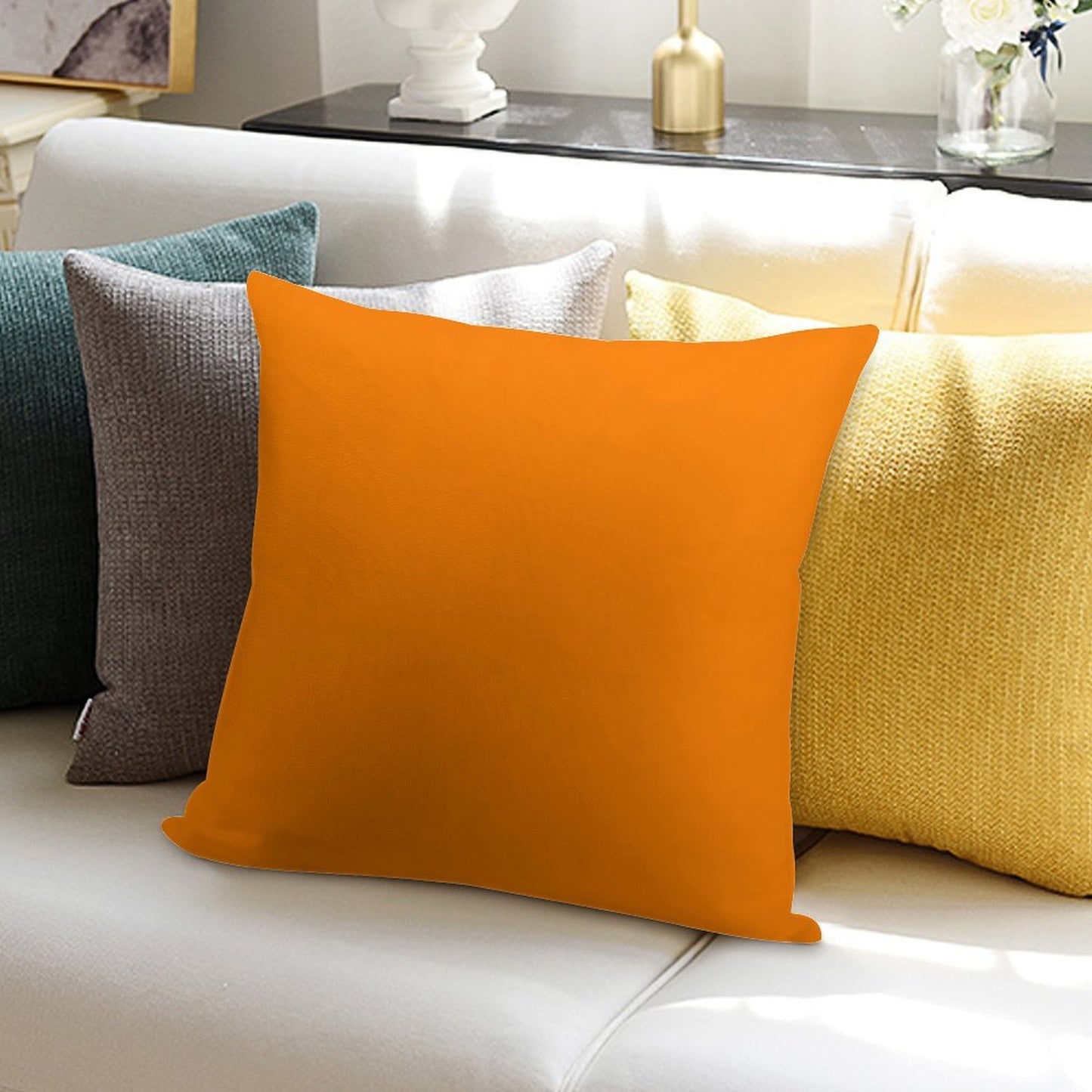 PLAIN BRIGHT NEON FLUORESCENT ORANGE - OVER 60 ORANGES IN THE OZCUSHIONS RANGE Soft Style Accent Throw Pillow