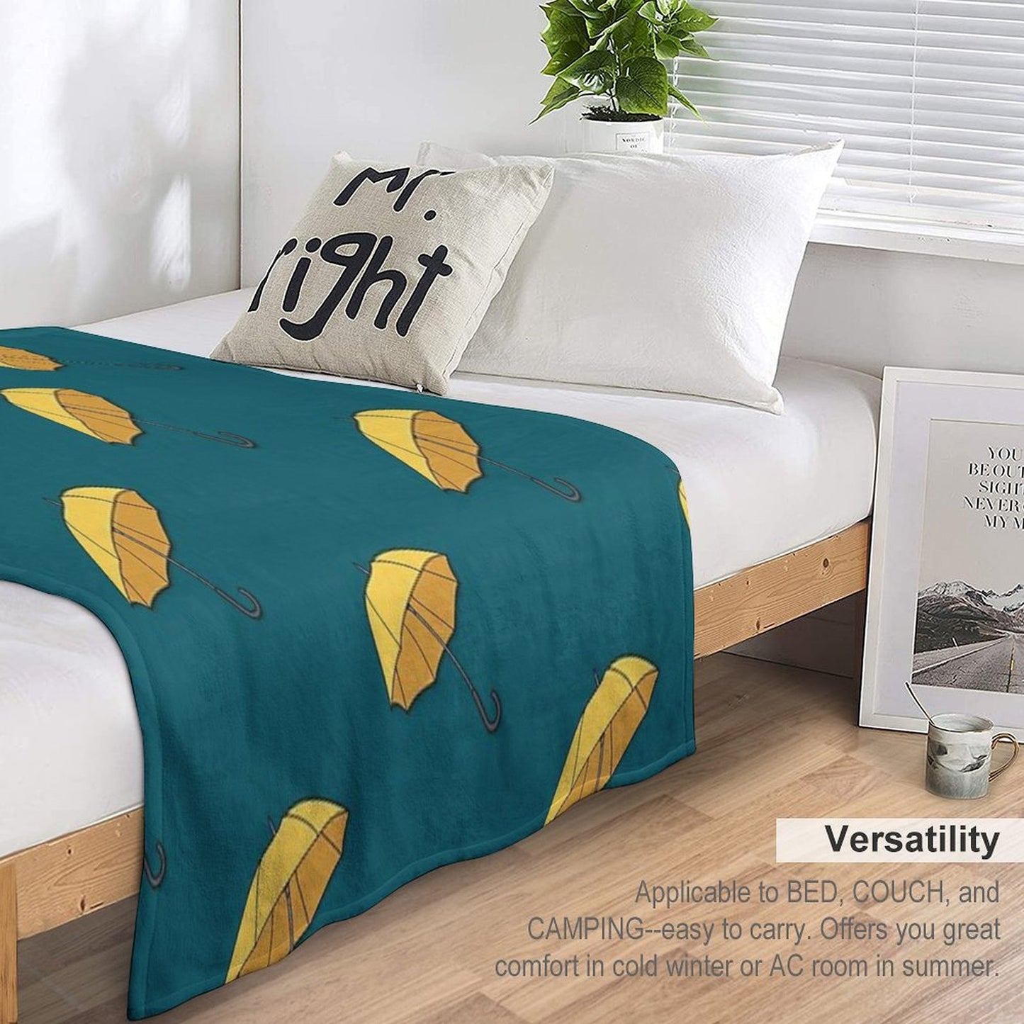 Yellow Umbrella Throw Blanket