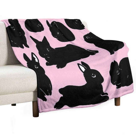 Black Bunny Collection Throw Blanket
