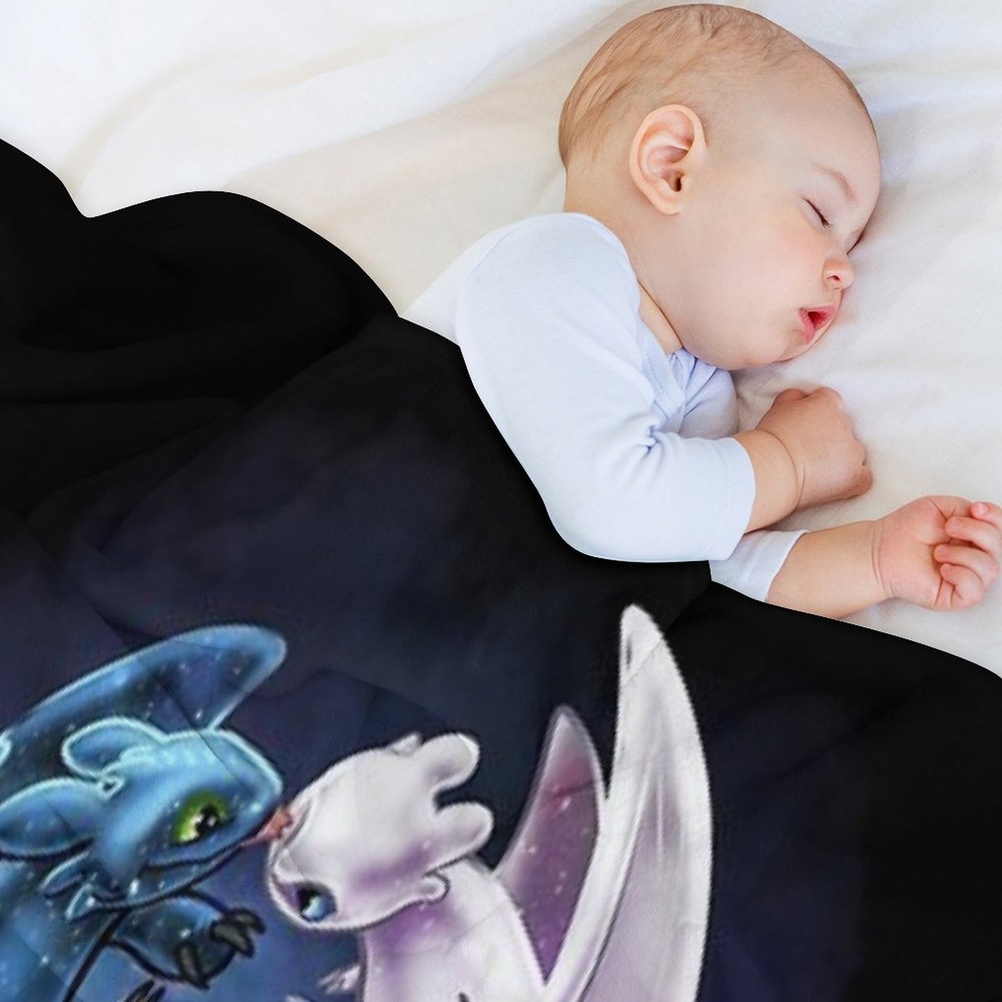 Dragon Heart - Starry Dragons - Toothless And Light Fury Throw Blanket