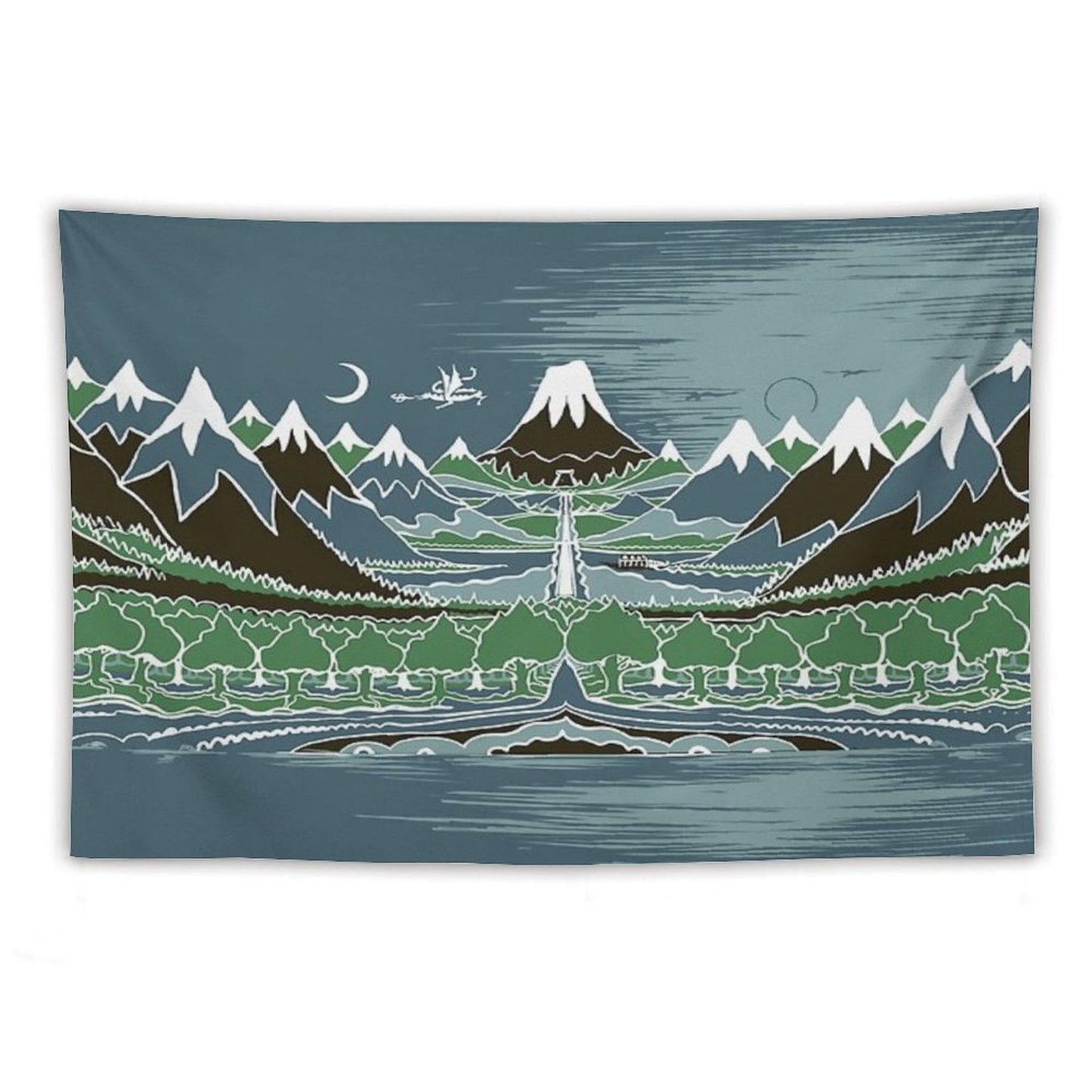 Forest Mountain Path in The Style of J.R.R.Tolkien Tapestry