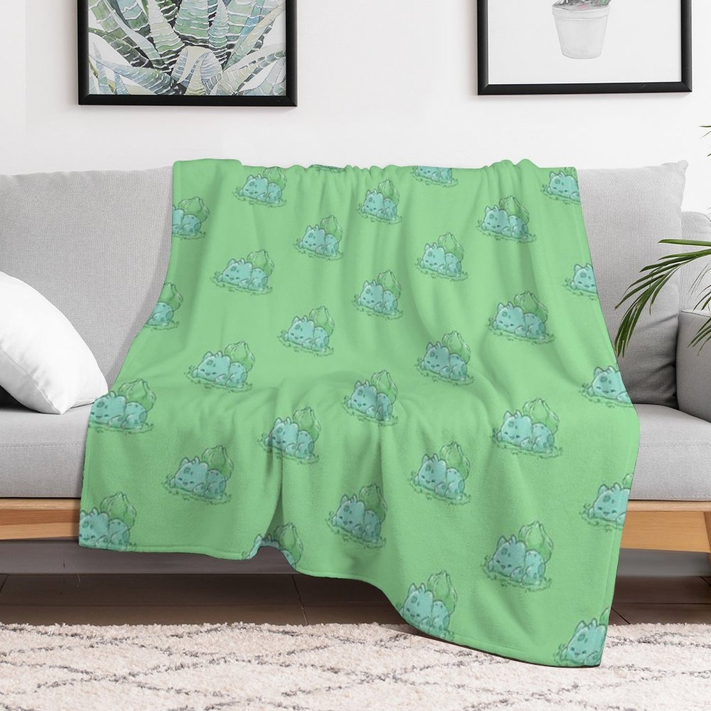 Poke Starters Kanto Bulba Throw Blanket