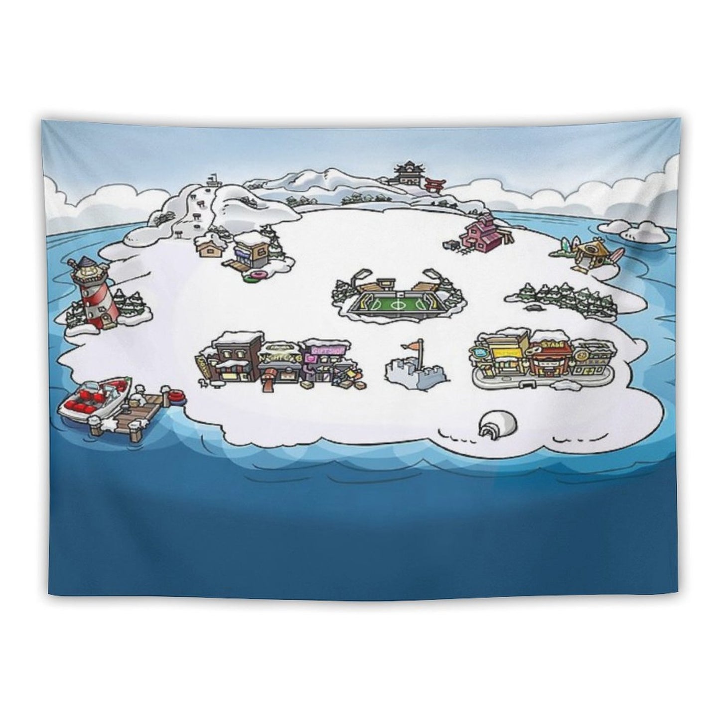 Club Penguin Map Tapestry