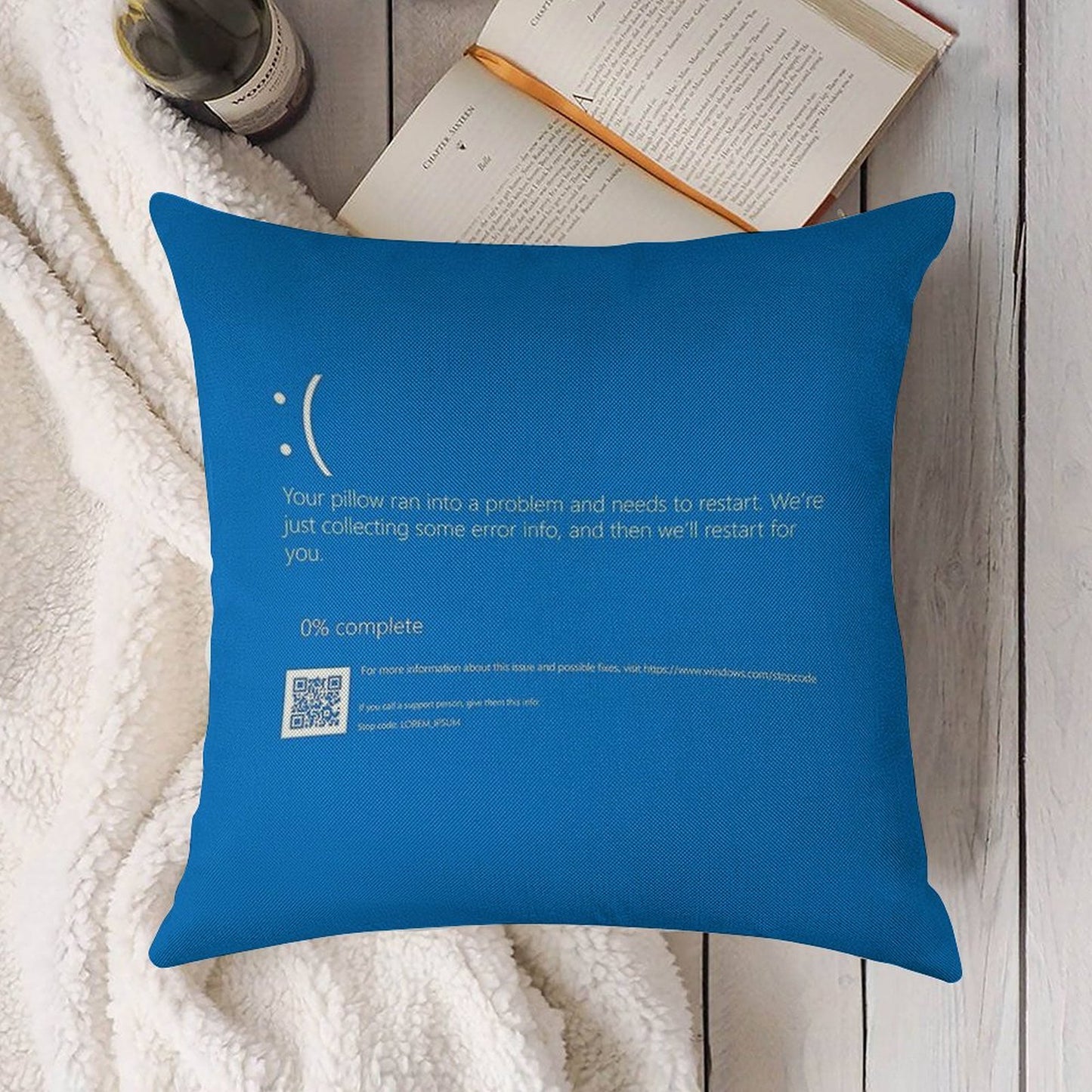 Windows BSOD (Blue Screen of Death) Linen Throw Pillow Cover