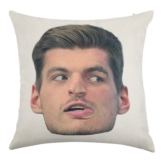 Max Verstappen Face Linen Throw Pillow Cover