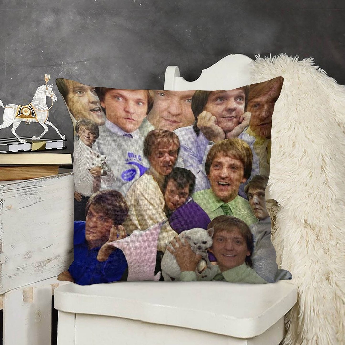 THE MANY MOODS OF MR G Linen Throw Pillow Cover