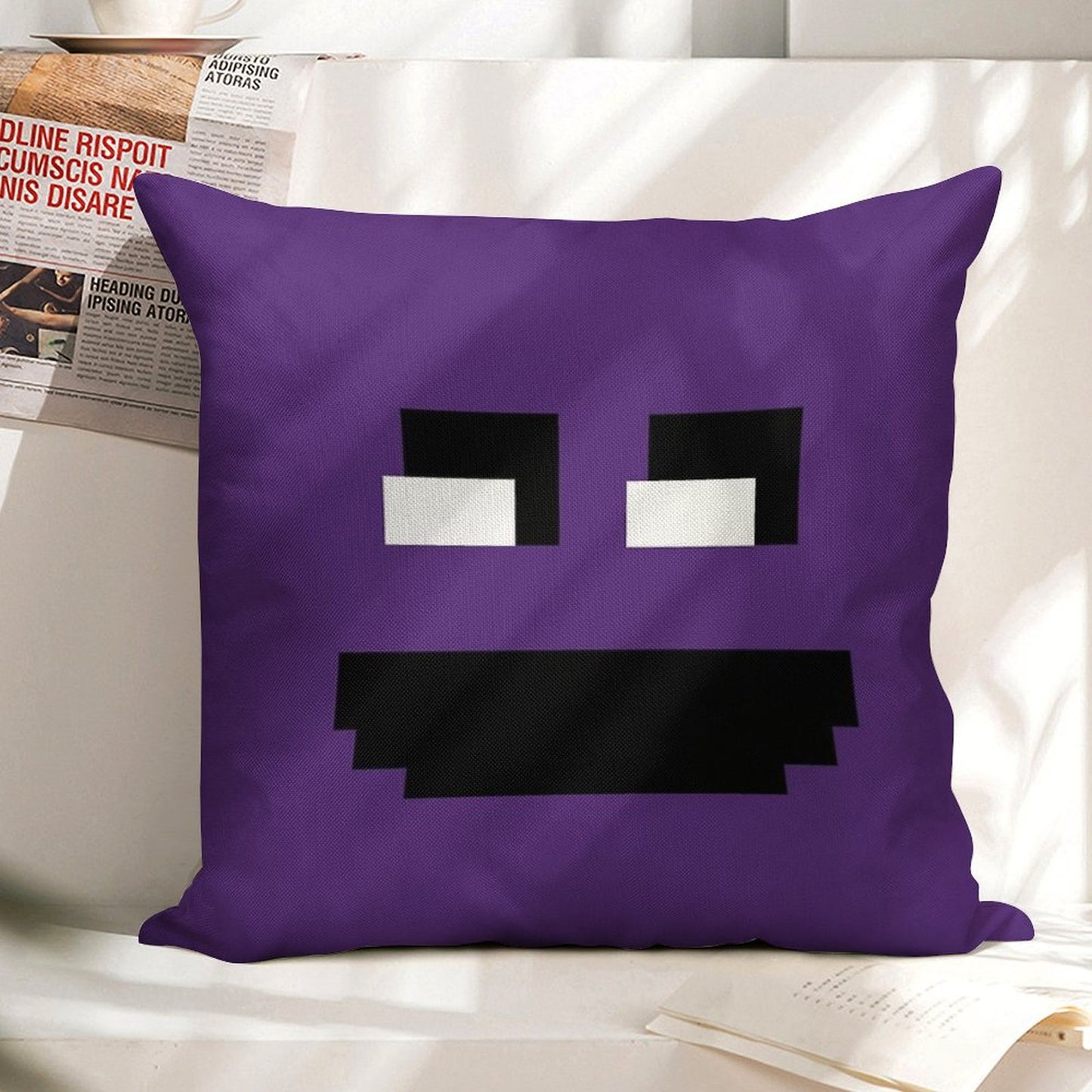 Fnaf Purple Guy Linen Throw Pillow Cover