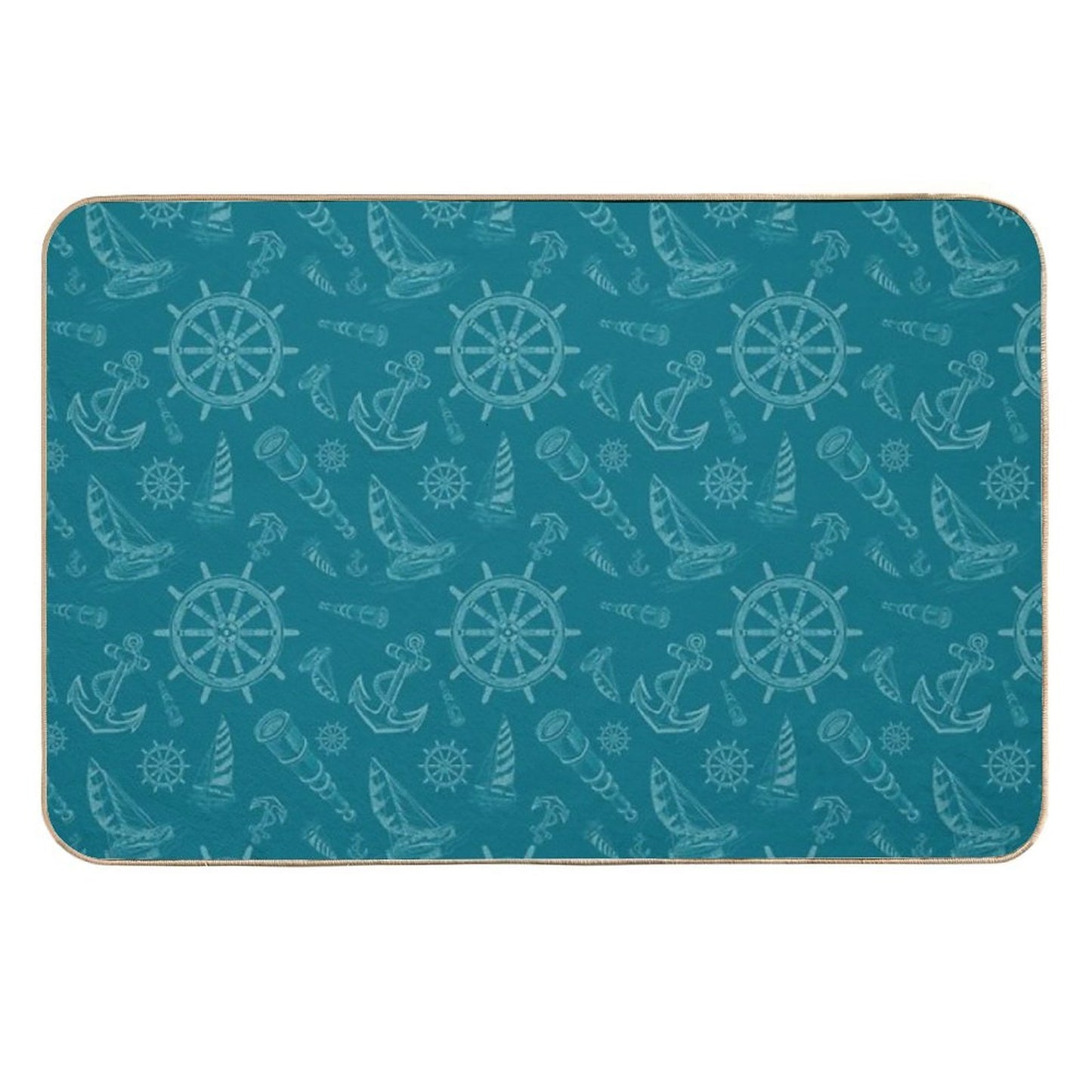 New Nautical Sketches Tone on Tone Using Florida Color Palette by Benjamin Moore- Naples Blue Absorbent Bath Mat