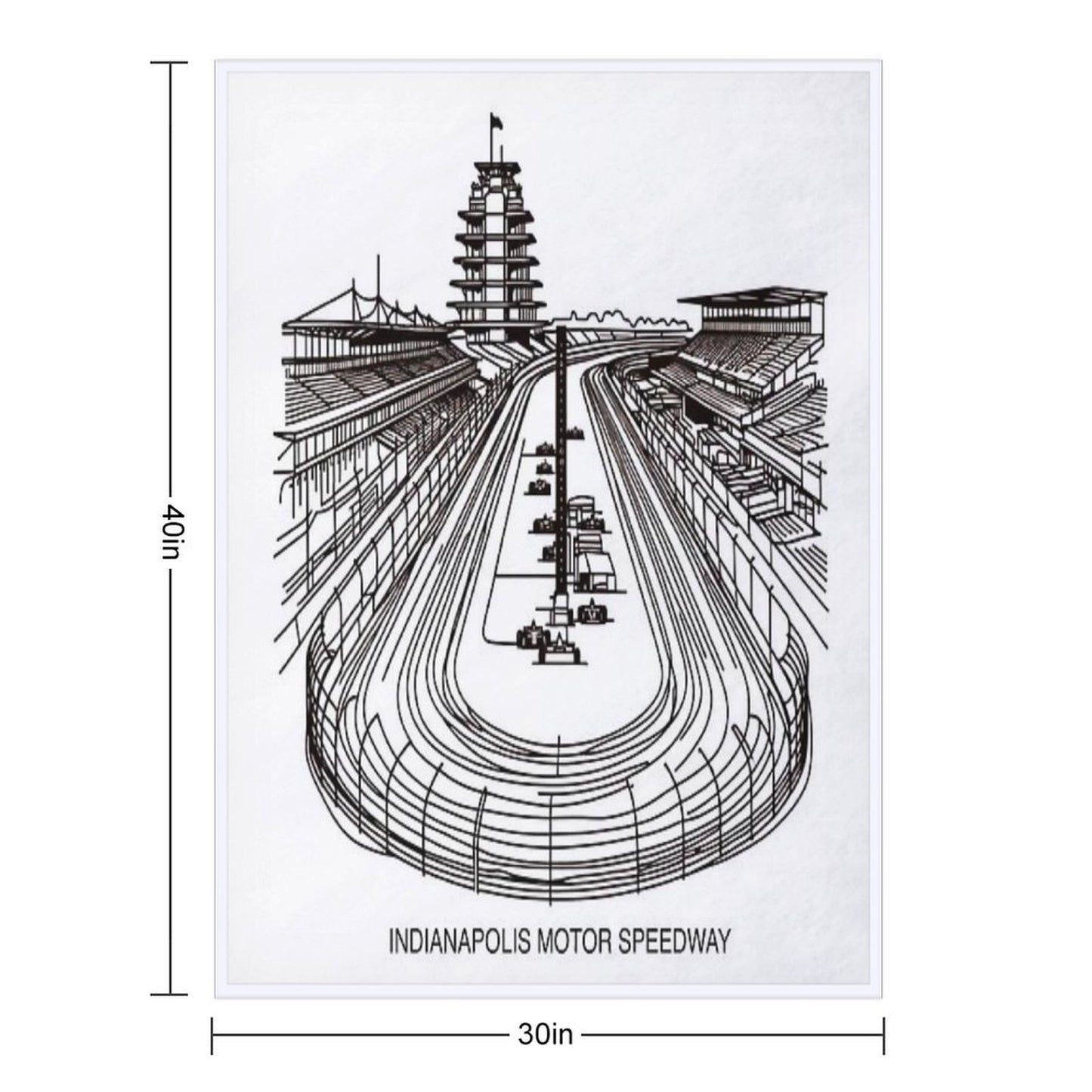 Indianapolis Motor Speedway, Fine Line Drawing Throw Blanket