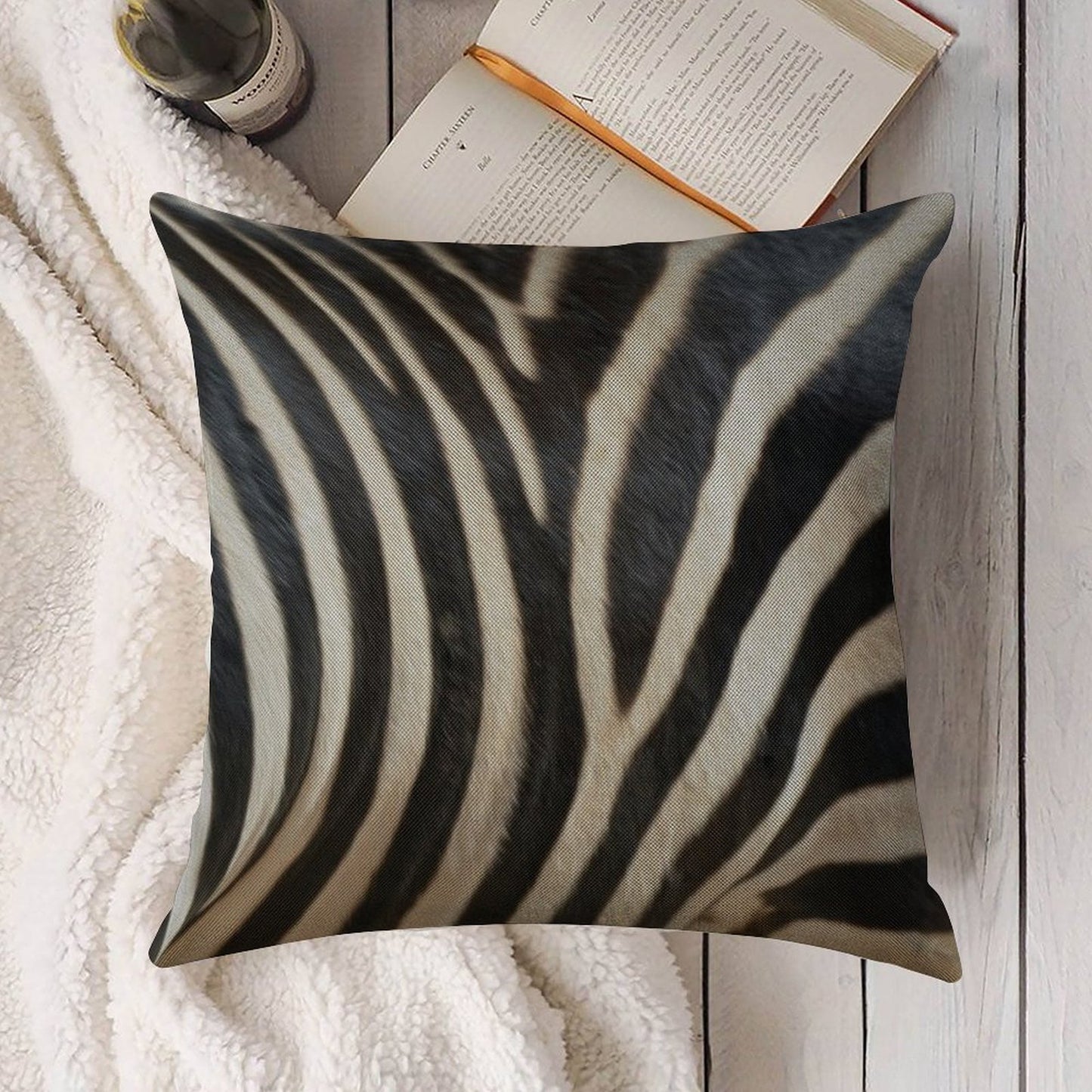 Zebra Linen Throw Pillow Cover