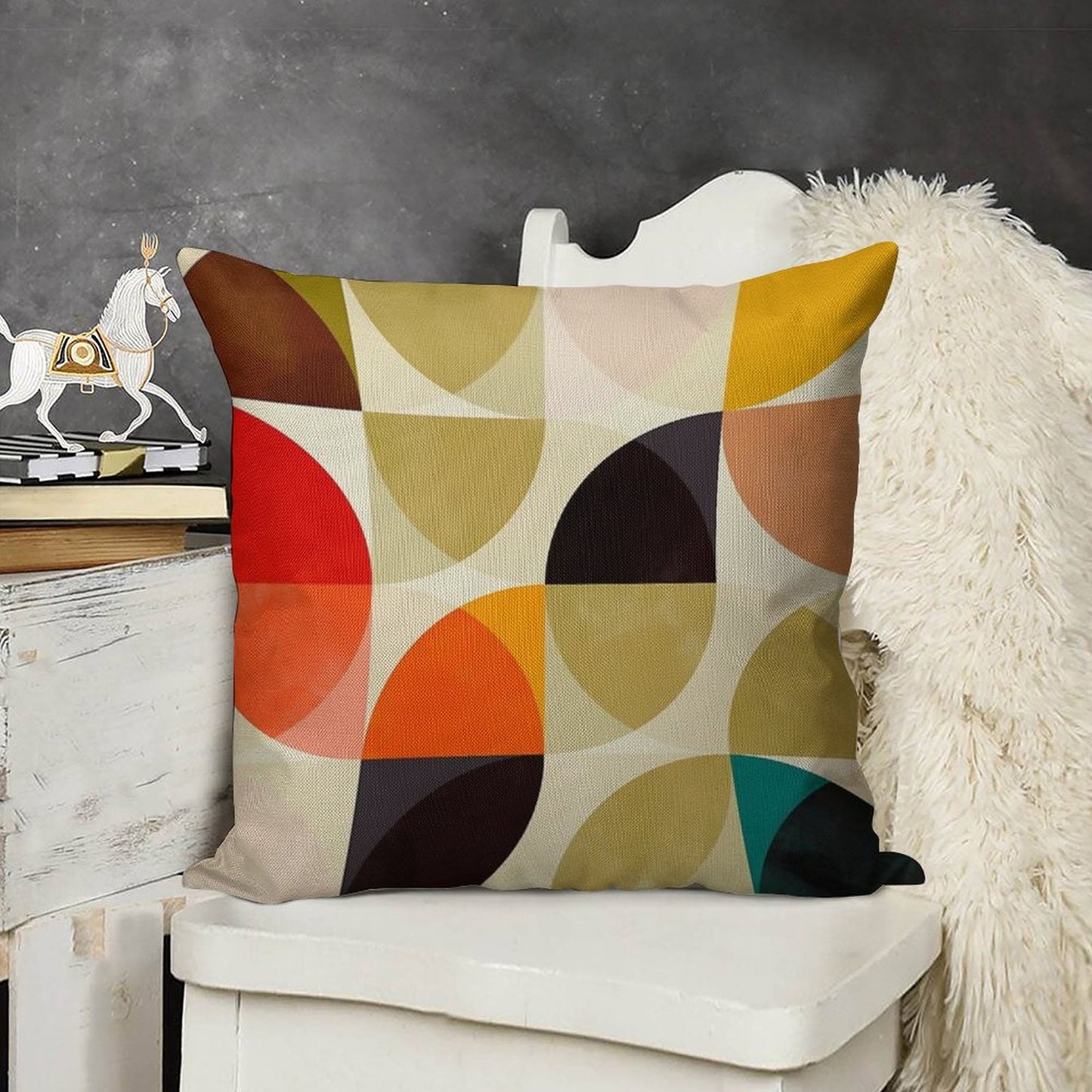 Mid Century 4 Linen Throw Pillow Cover