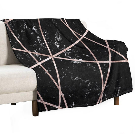 Black Marble Rose Gold Geo Glam #1 #geo #decor #art Throw Blanket
