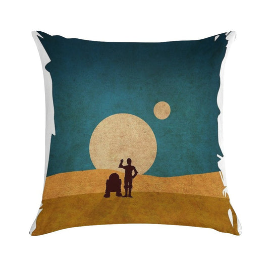Droids In The Dunes Soft Ultra-Soft Texture Throw Pillow