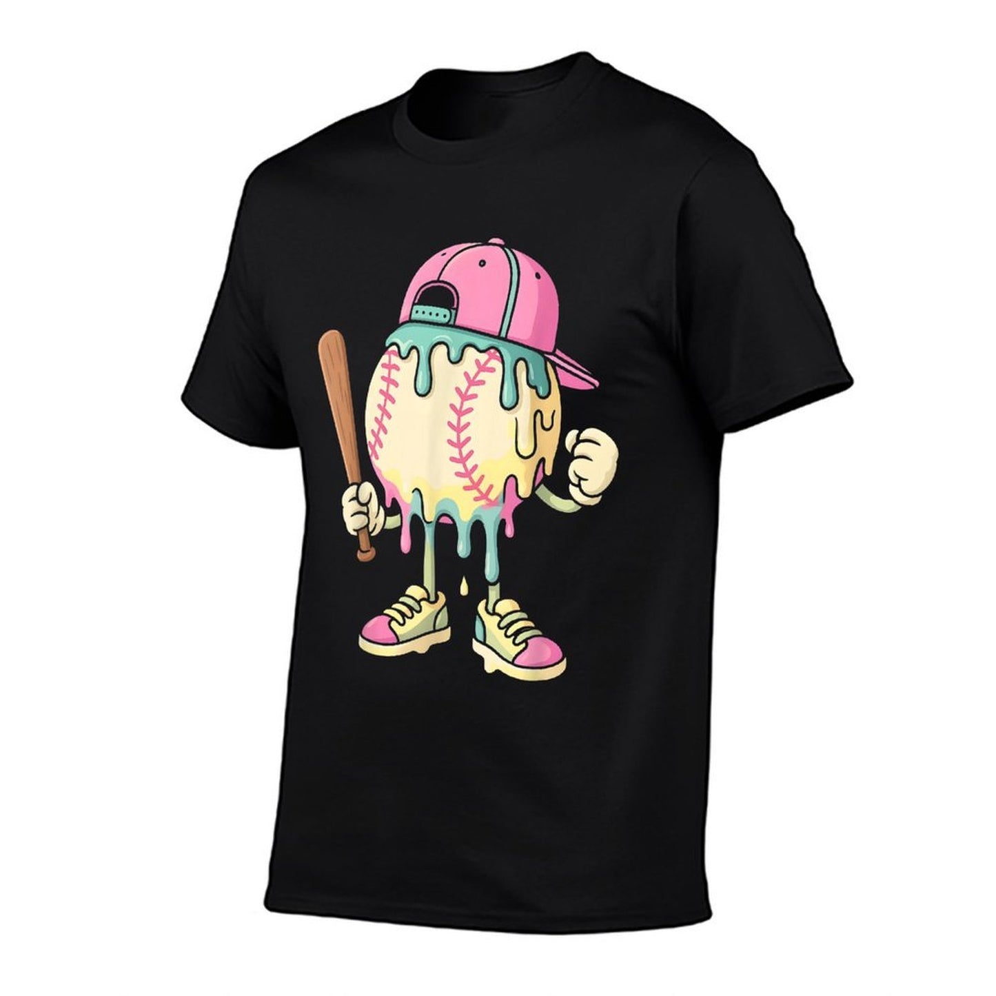 Ice Cream Drip Baseball Spots Baseball Drip For Girls Cotton T-Shirt