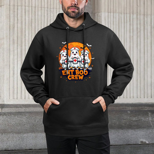 Spooky ENT Boo Crew Nurse Halloween Ghost Otolaryngologist Cotton-Polyester Blend Hoodie