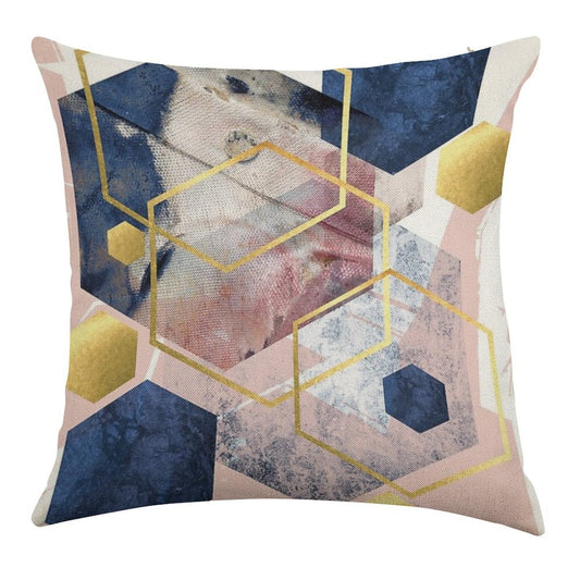 Abstract Geo Linen Throw Pillow Cover