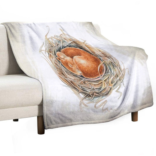 Mouse in The Nest Throw Blanket
