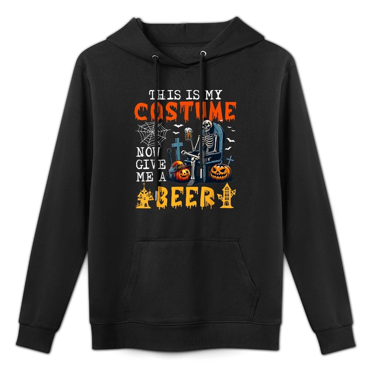 My Costume Now Give Me A Beer Halloween Skeleton Drinking Breathable Fabric Hoodie