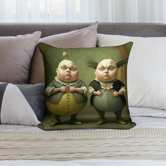 Tweedledee And Tweedledum - The Alice in Wonderland Collection Soft Hidden Zipper Throw Pillow