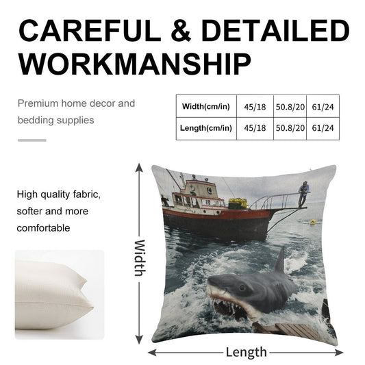 Jaws Photography Linen Throw Pillow Cover