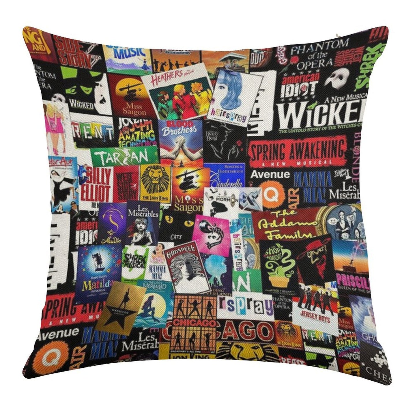 Musicals Collage II Original Linen Throw Pillow Cover