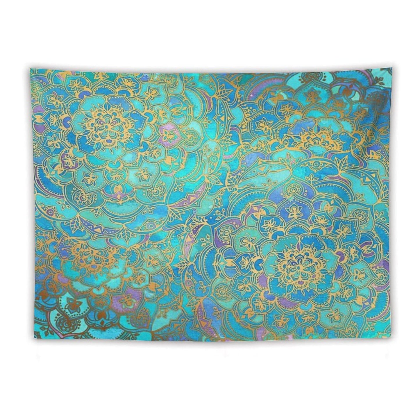 Sapphire & Jade Stained Glass Mandalas Tapestry