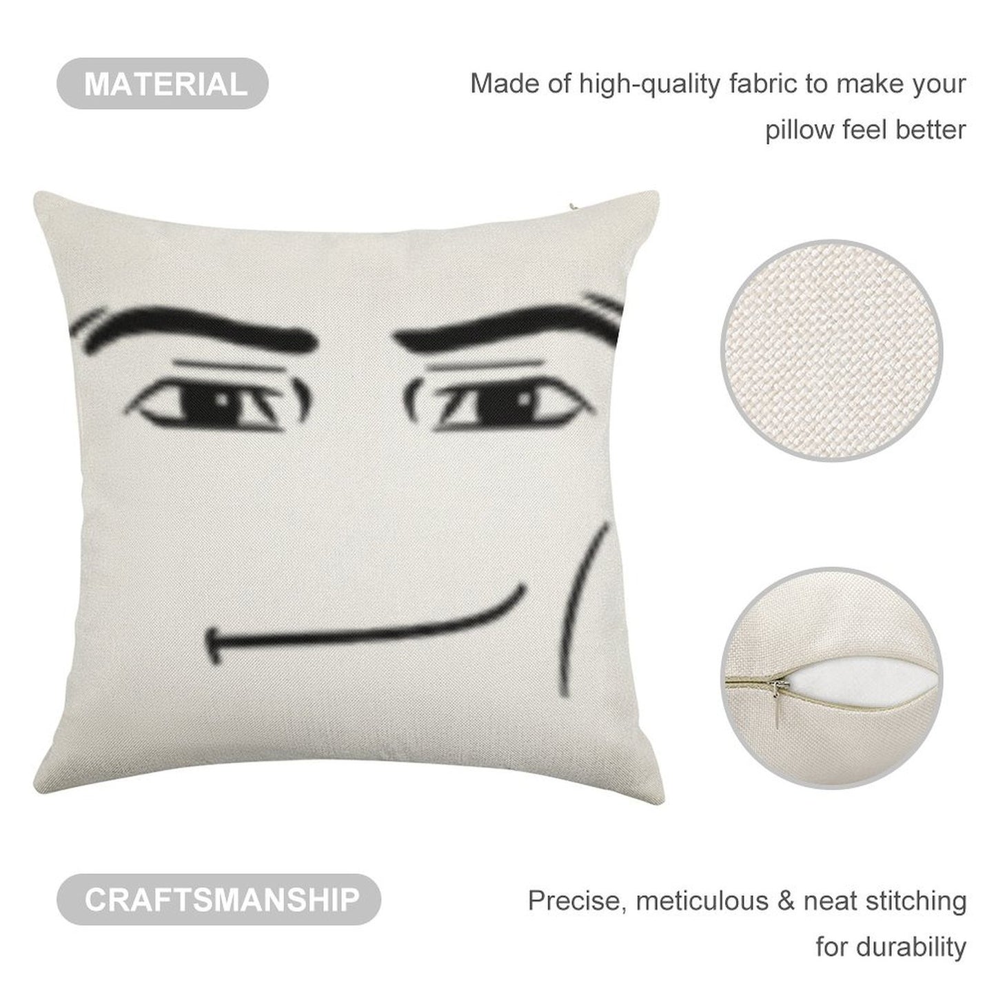 The Man Face Linen Throw Pillow Cover
