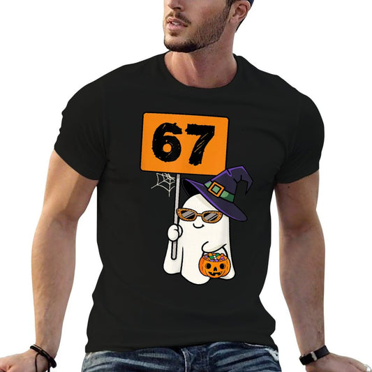 Haunted by 6-7 Funny Teacher 67 Halloween Skeleton Six Seven Rolled Sleeves T-Shirt