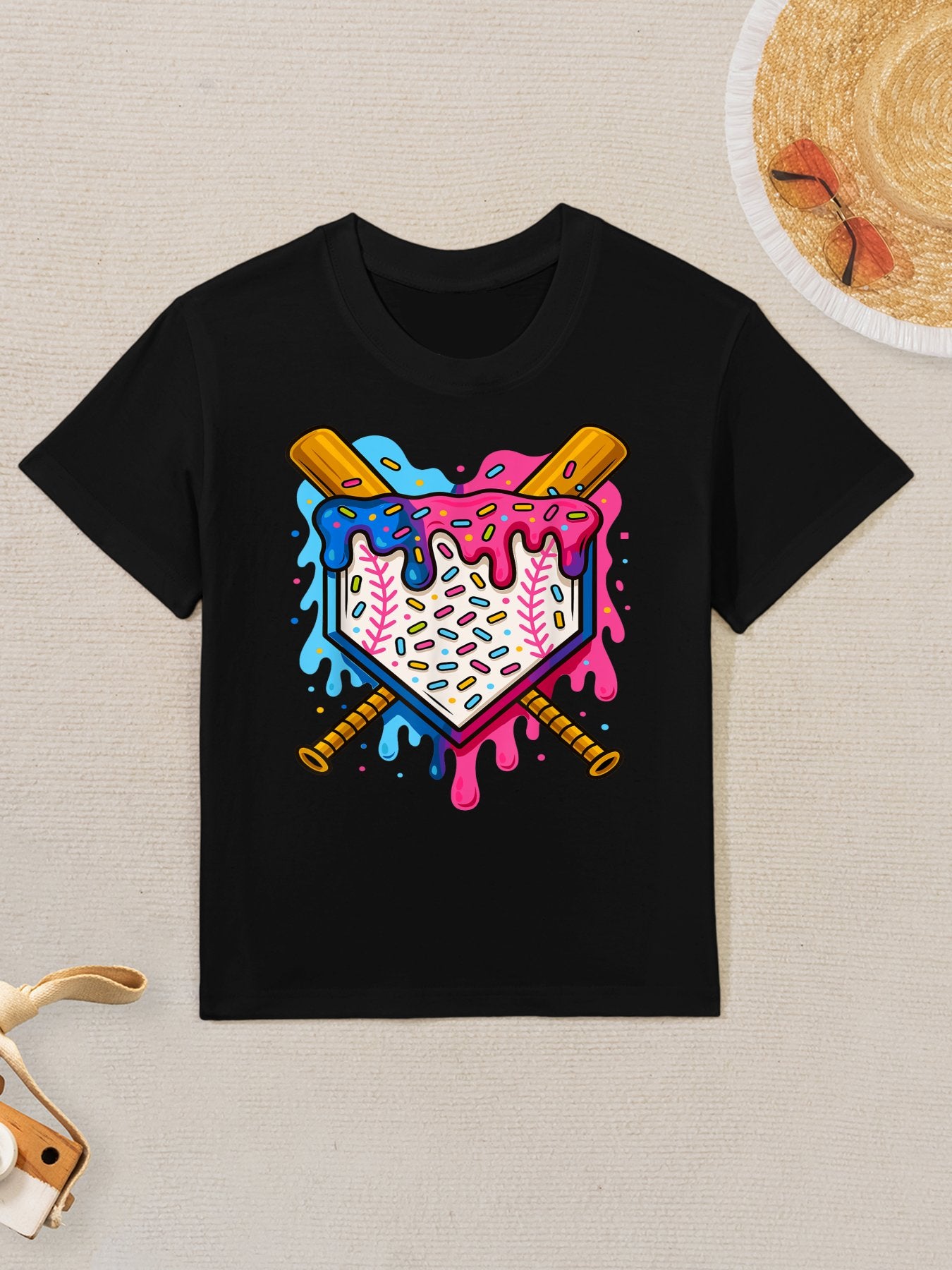 Baseball Boys Ice Cream Drip Baseball Kids T-Shirt