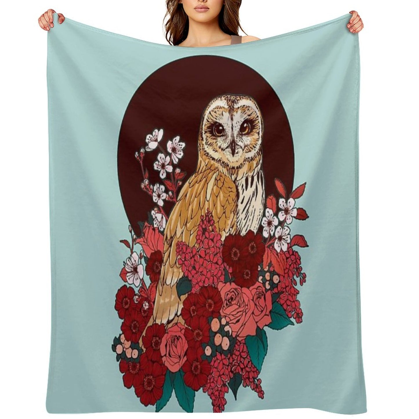 Owl Floral Eclipse Throw Blanket