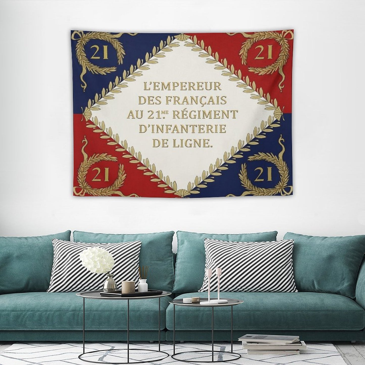 Napoleonic French Regimental Flag '21me' 1804 Tapestry