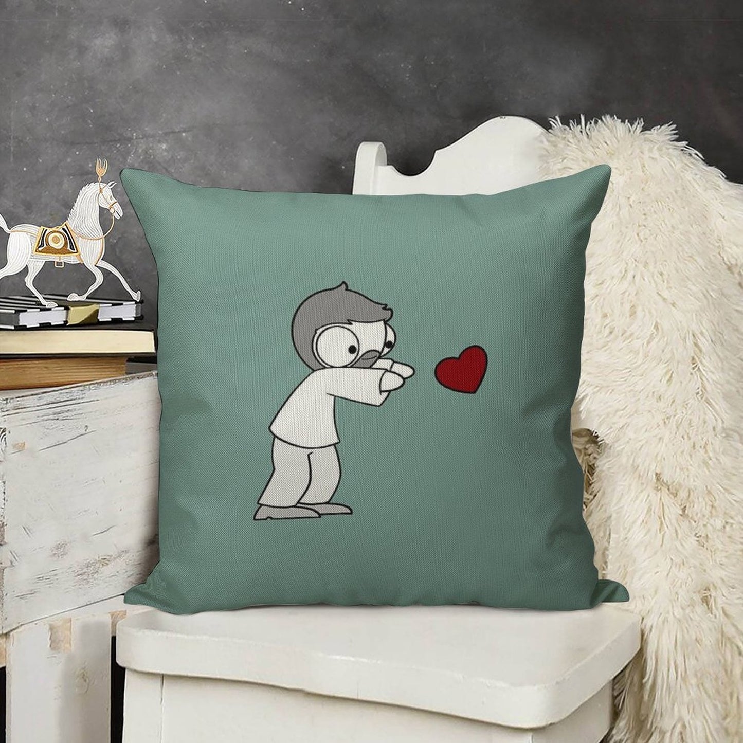 John Hearts Linen Throw Pillow Cover