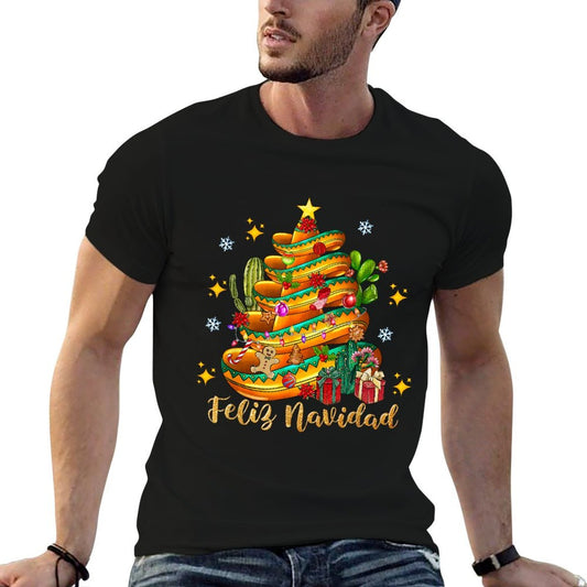 Feliz Navidad 2025 Santa Hat Christmas Tree Spanish Xmas Pjs Graphic-printed T-Shirt