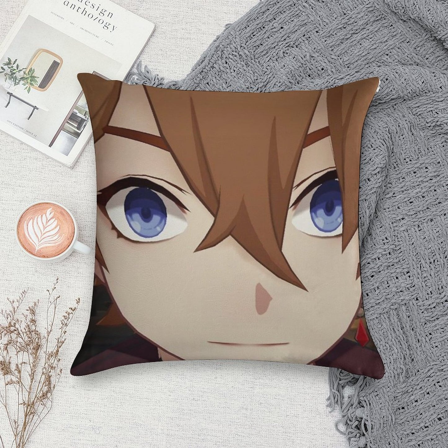 Childe (Tartaglia) Face Meme Soft High-Density Material Throw Pillow