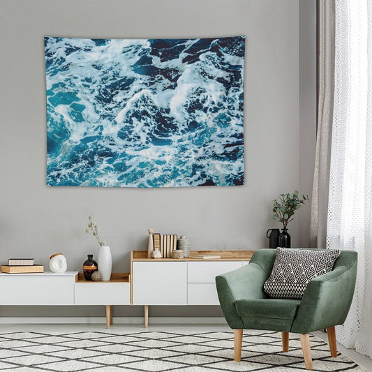 Turquoise Blue Ocean Waves Tapestry