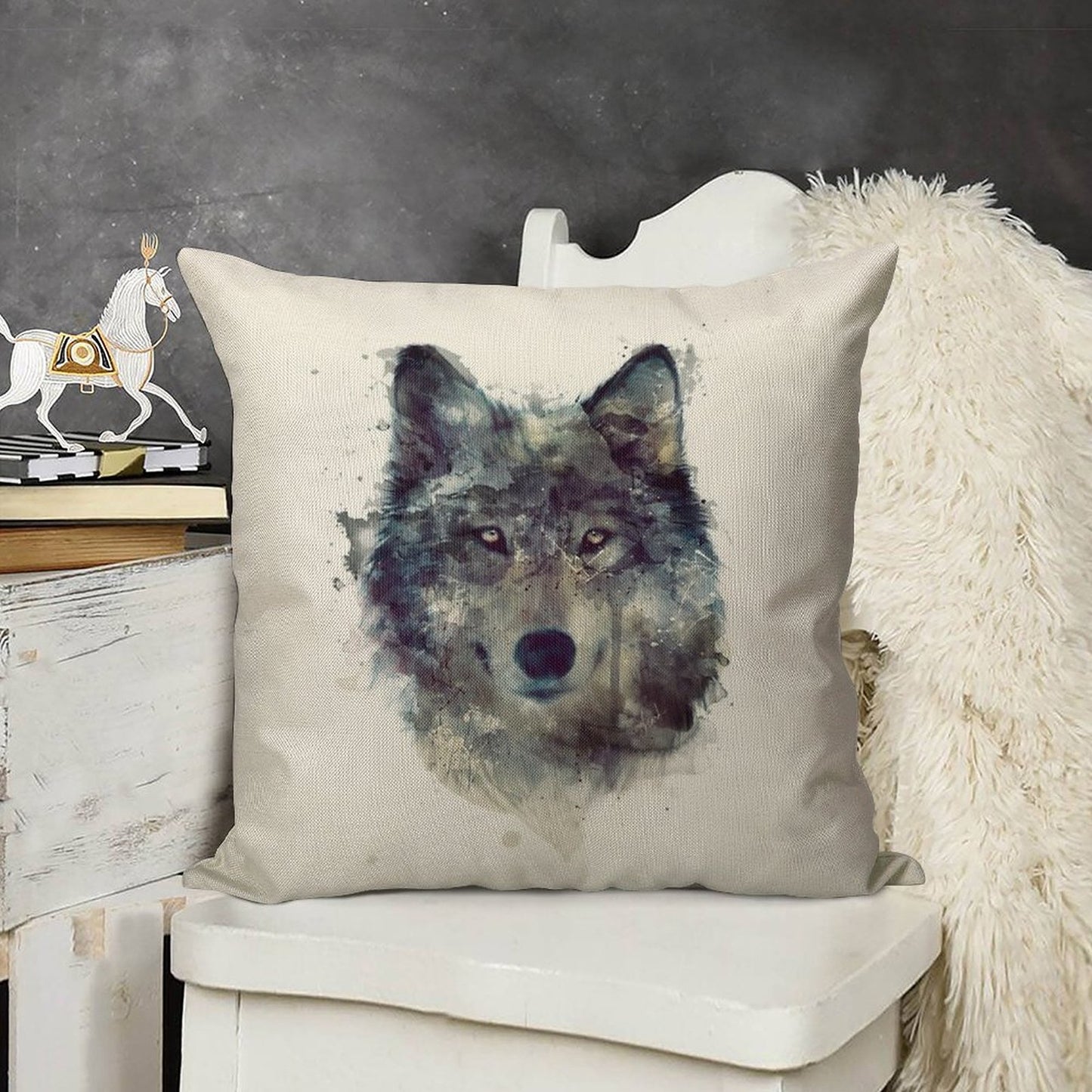 Wolf  Persevere Linen Throw Pillow Cover