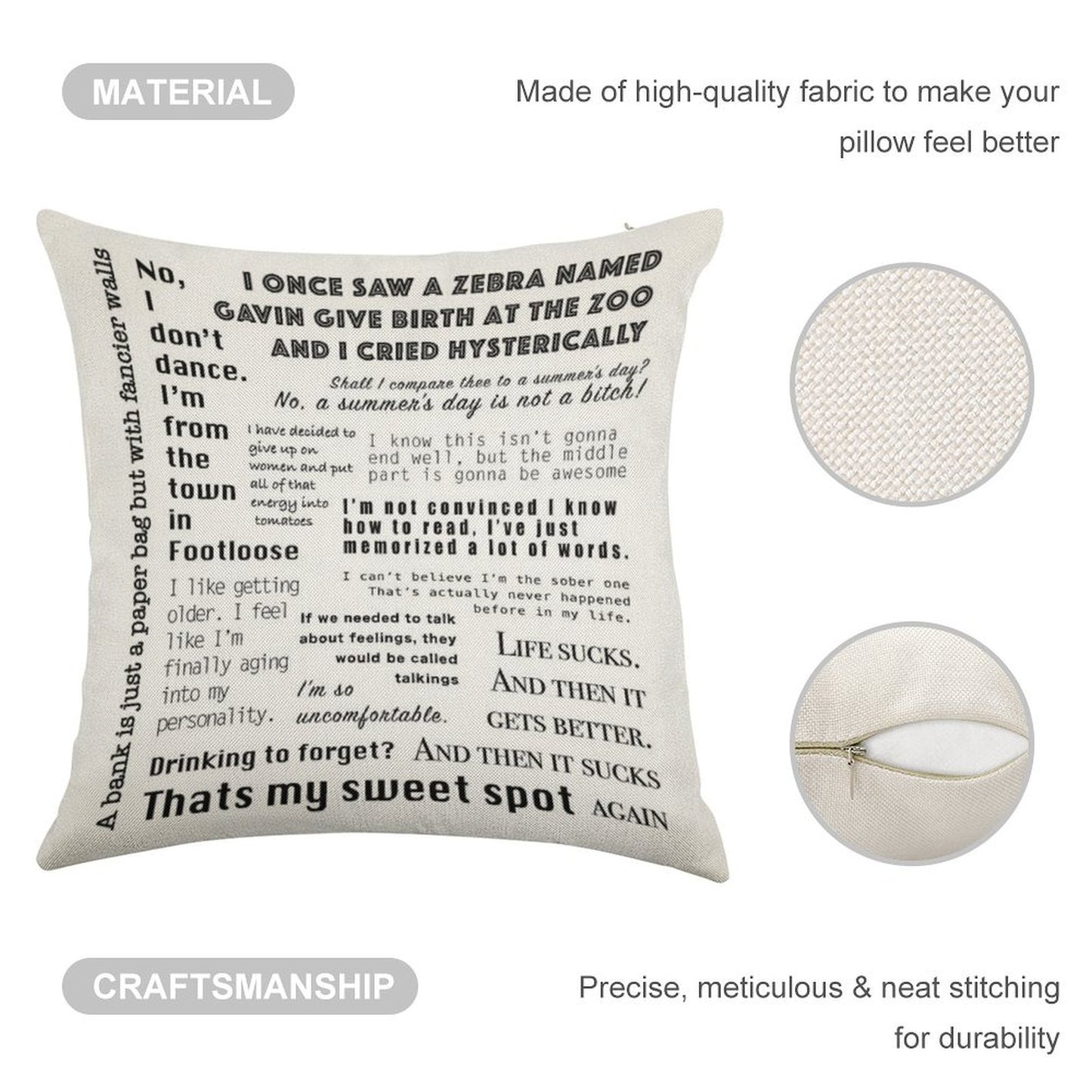 New Girl Nick Miller Quotes Linen Throw Pillow Cover