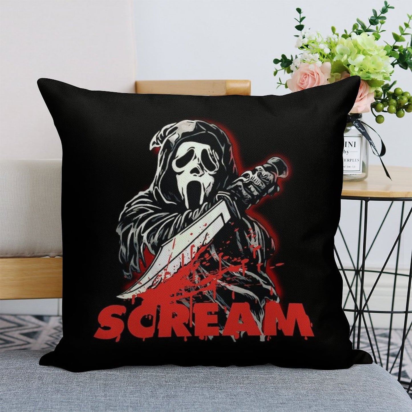 Scream Movie Linen Throw Pillow Cover