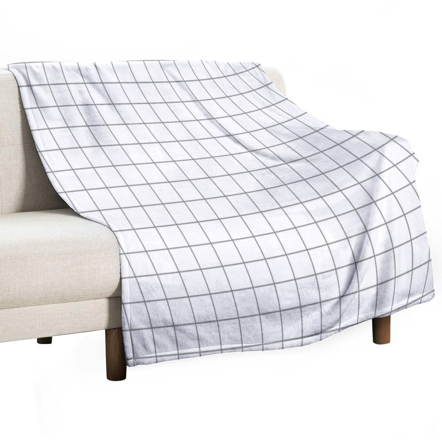 Grid White Gray Throw Blanket