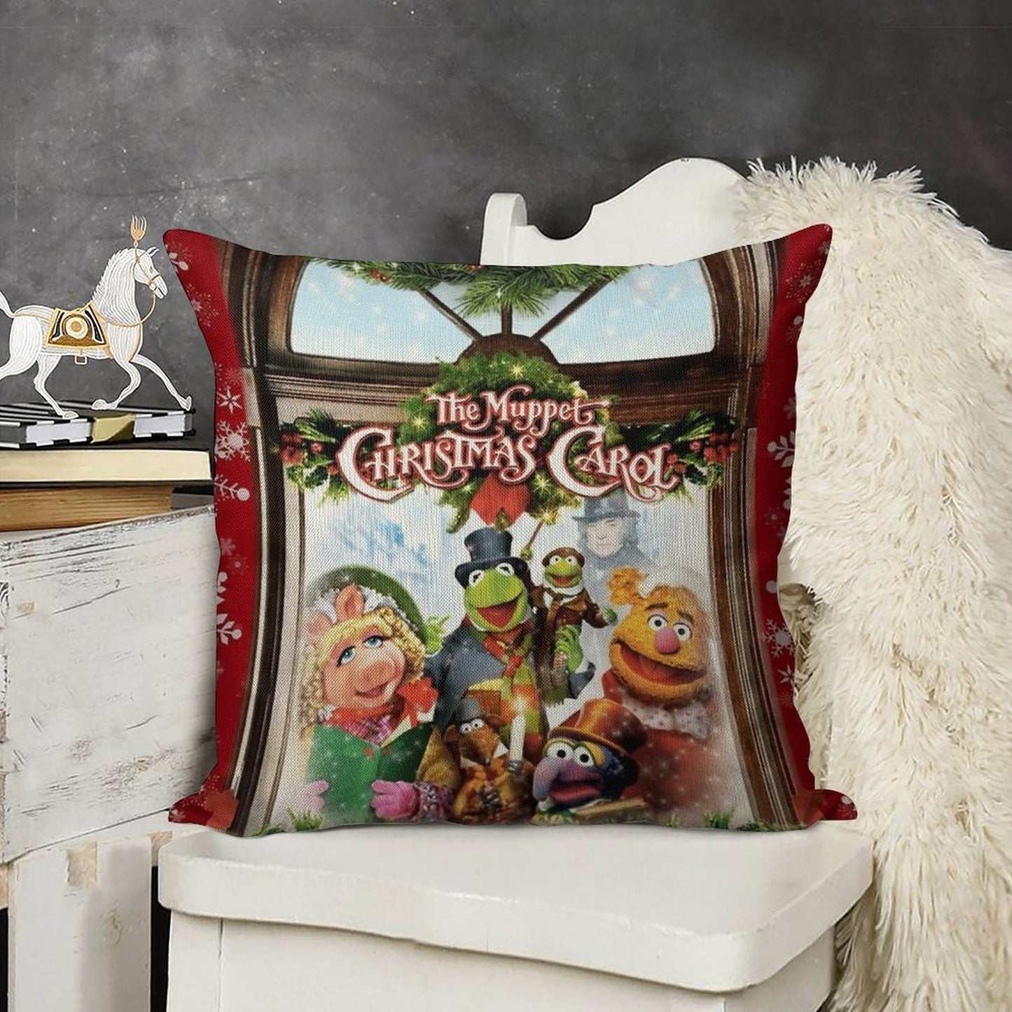 The Muppet Christmas Carol Linen Throw Pillow Cover