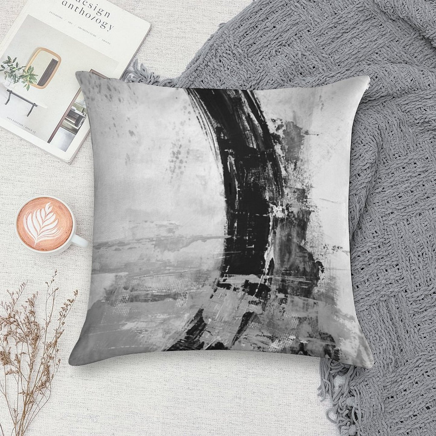 Gray Abstract Soft Gift Ready Throw Pillow