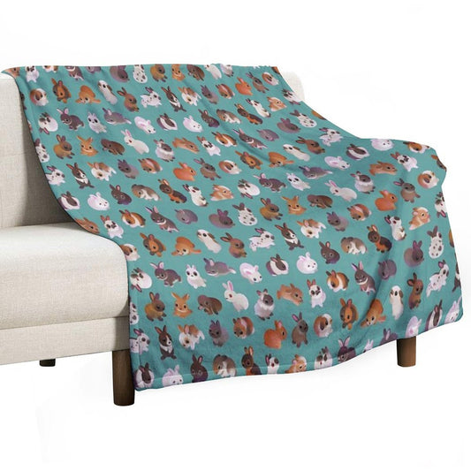 Bunny Day - Green Throw Blanket