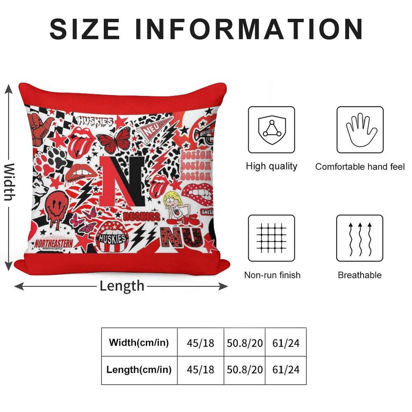 Northeastern Collage Soft Warmth Comfort Throw Pillow