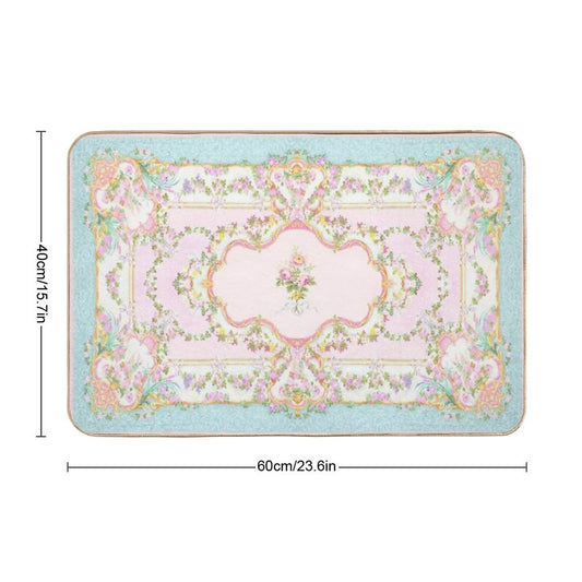 French Rococo Floral Watercolor Panel Bath Mat