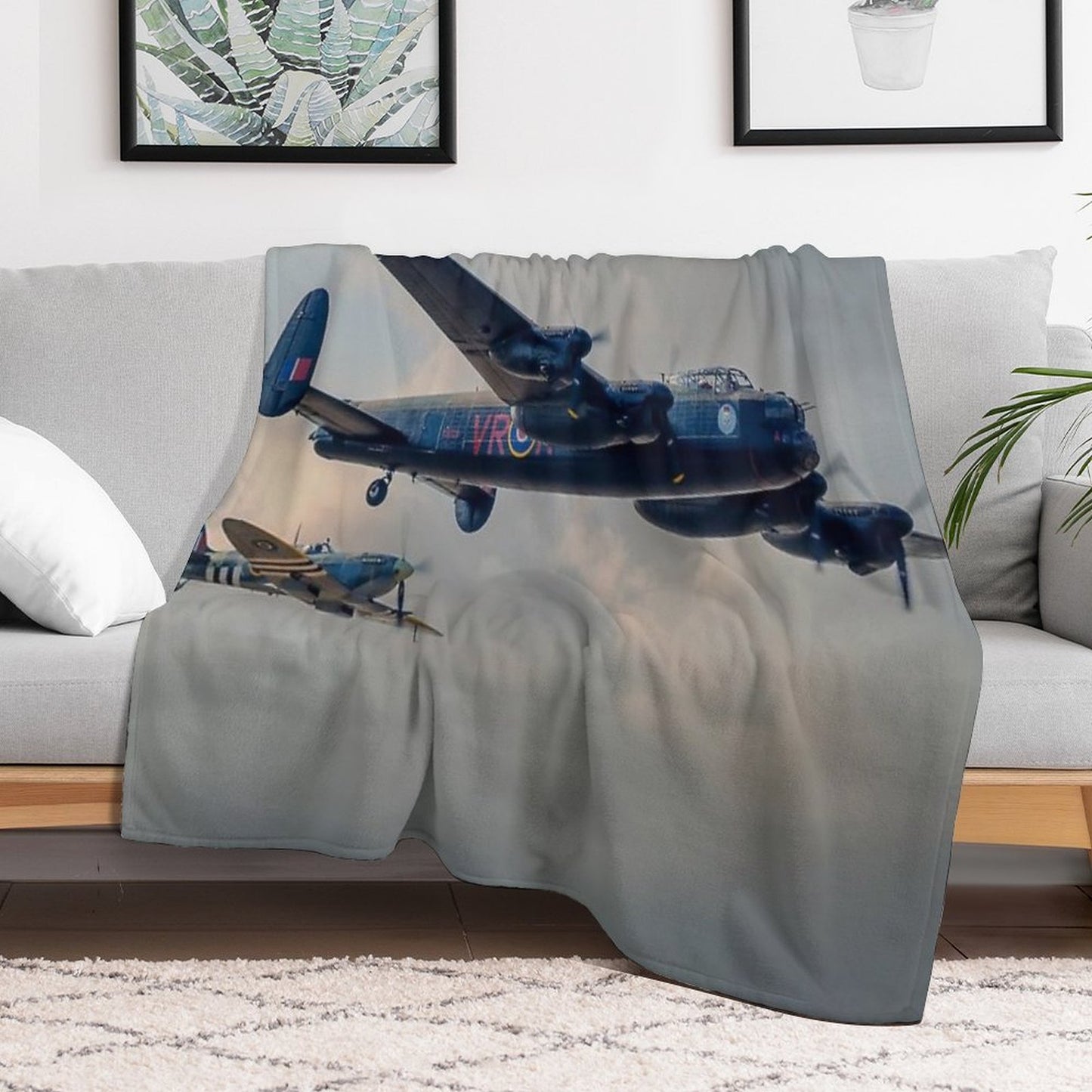 Two Icons - Lancaster And Spitfire Throw Blanket
