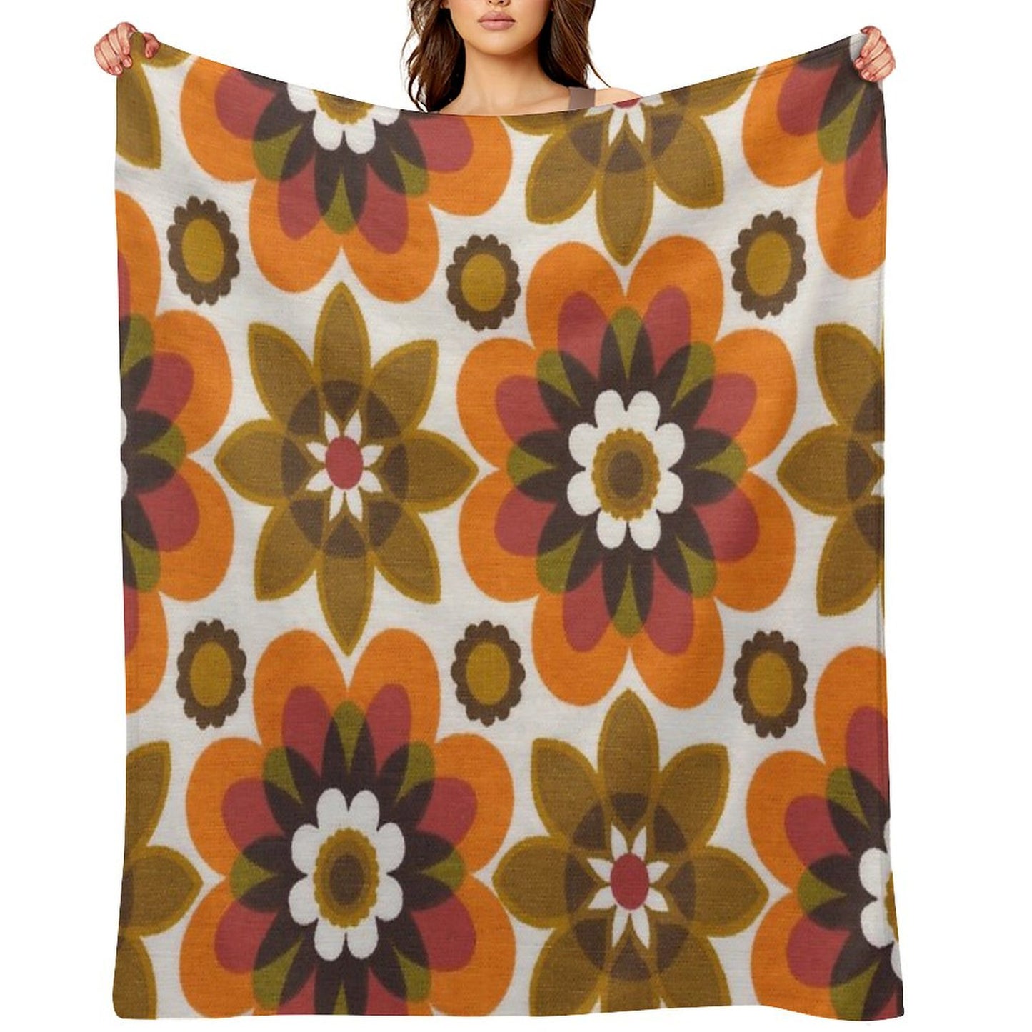 Hippie Chic Flowers Throw Blanket