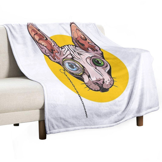 Sphinx Cat with Monocle Throw Blanket