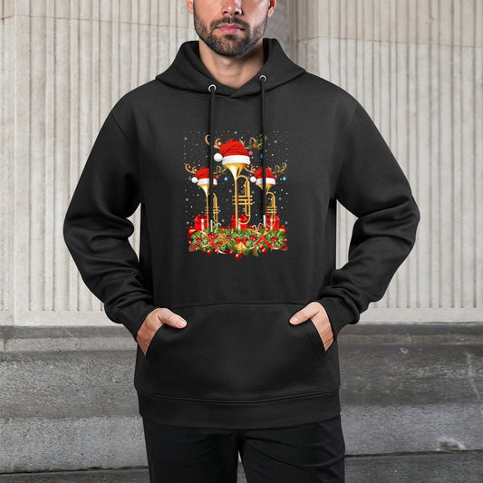 Jazz Music Lover Xmas Lighting Musical Trumpet Christmas Layering Staple Hoodie